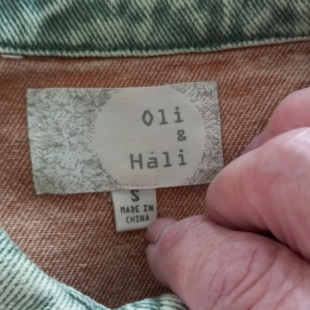 OLI & HALI Womens Pink & Cream Fringe Trim Denim Jacket - Picture 5 of 5